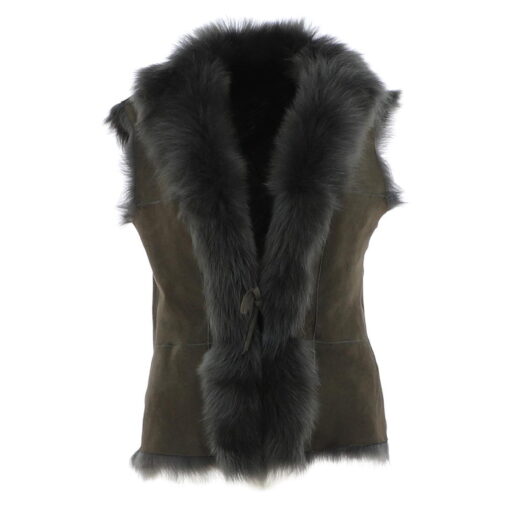 Elm Of Burford Toscana Lambskin Gilet in Military Green 2 KB-42-MGR