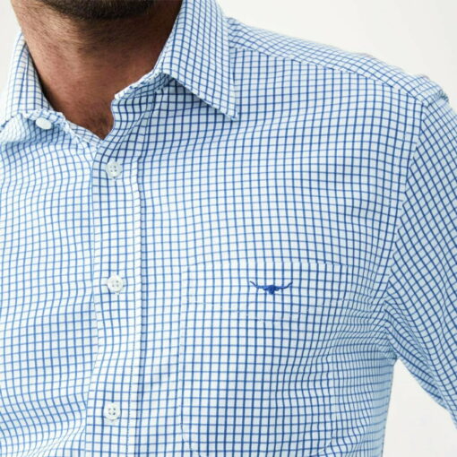 RM Williams Collins Check Shirt in blue