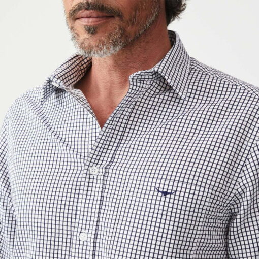 RM Williams Collins Check Shirt in navy