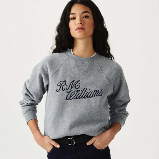 RM Williams-Women's Script Crew Neck Sweater Grey