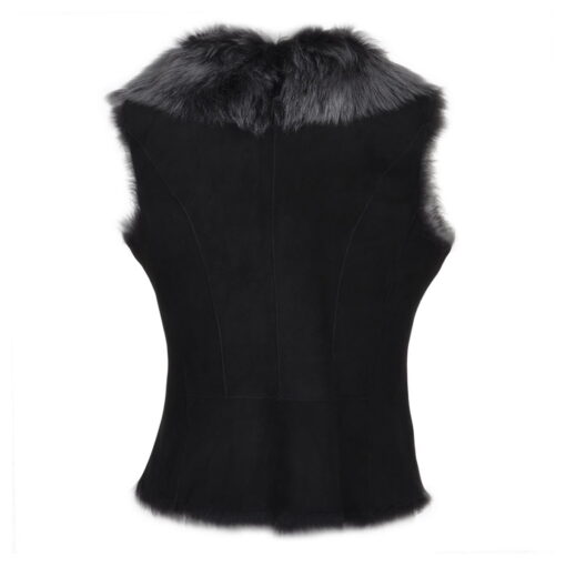 elm of burford toscana lambskin biker gilet in black back view
