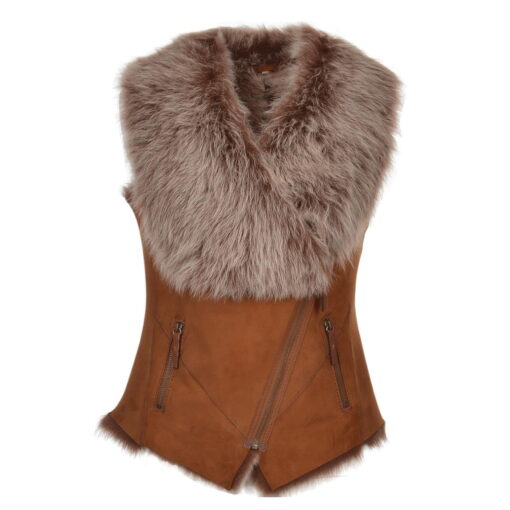 elm of burford toscana lambskin biker gilet front view