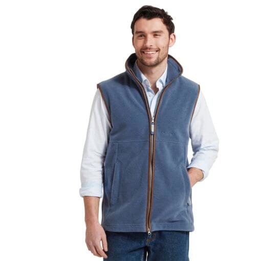 Schoffel Oakham Fleece Gilet in Storm Blue front 22-1056-8989
