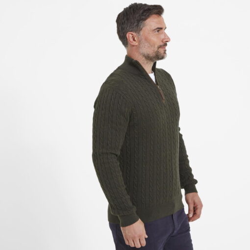 Schoffel Cotton Cashmere Cable ¼ Zip in loden green