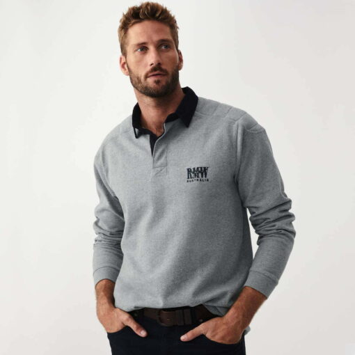 RM Williams Classic RMW Rugby Shirt in grey and navy