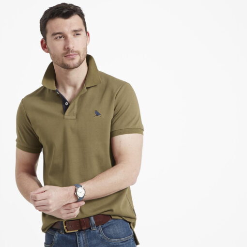 Schoffel St Ives Jersey Polo Shirt Dark Khaki Green