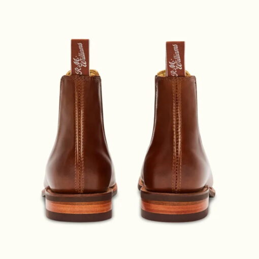R M Williams Pull Up Leather Comfort Craftsman Boots in Caramel B543PY5 back pair