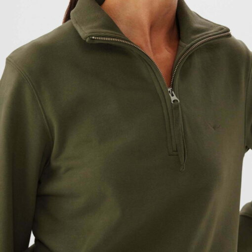 RM Williams Trickett Zip Neck Sweatshirt in olive