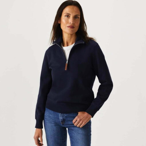 RM Williams Trickett Zip Neck Sweatshirt in Navy