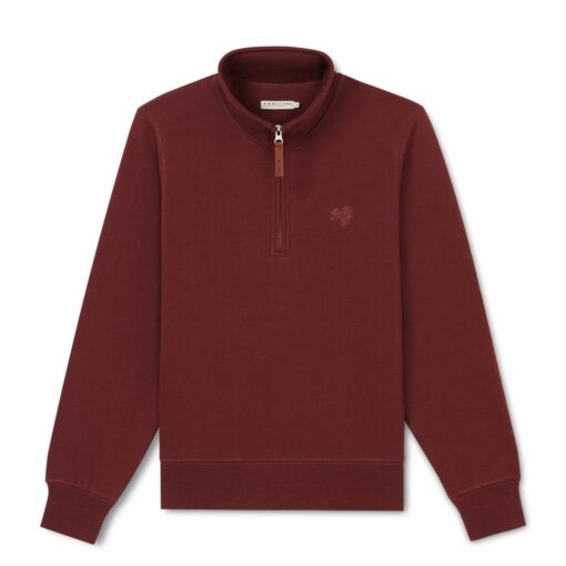RM Williams Trickett Zip Neck Sweatshirt maroon