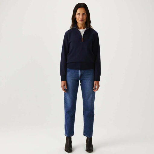 RM Williams Trickett Zip Neck Sweatshirt in Navy
