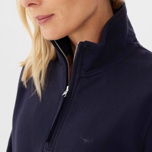 RM Williams Trickett Zip Neck Sweatshirt in dark navy