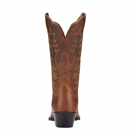 Ariat Ladies Heritage Western Rounded Toe Boots in Distressed Brown heal 10001021