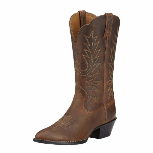 Ariat Ladies Heritage Western Rounded Toe Boots in Distressed Brown front 10001021