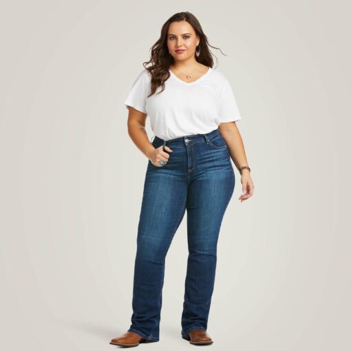 Ariat Womens R.E.A.L. Perfect Rise Abby Straight Leg Jeans in Mackenzie front far 10036814