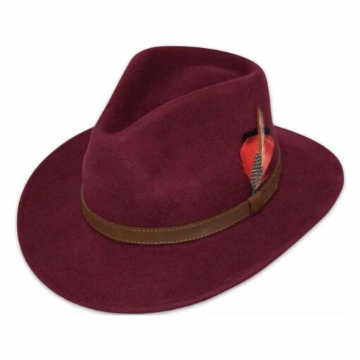 PJ Powell Indiana Felt Hat Burgundy