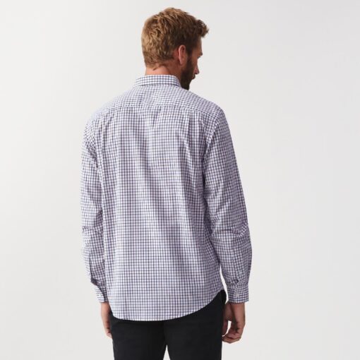 RM WIlliams Collins Poplin Shirt Burgundy & Navy Check