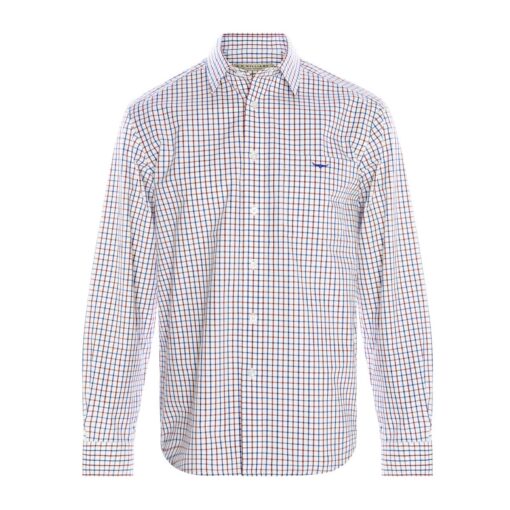RM WIlliams Collins Poplin Shirt Burgundy & Navy Check