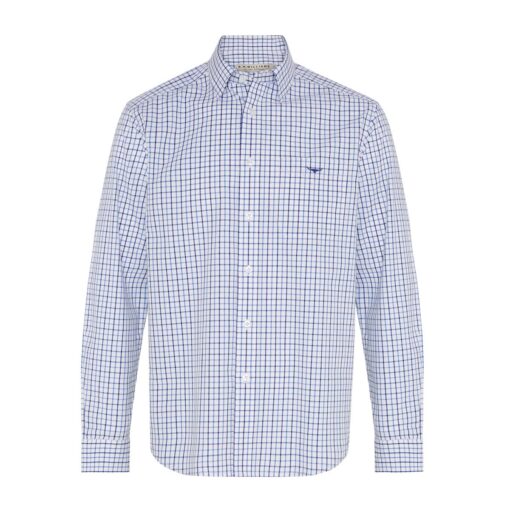 RM WIlliams Collins Poplin Shirt Pale Blue & Navy Check