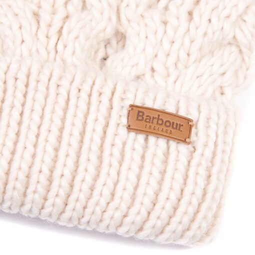 Barbour Penshaw Cable Beanie Hat in Blush Pink LHA0386PI15 detail