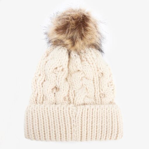 Barbour Penshaw Cable Beanie Hat in Blush Pink LHA0386PI15 back