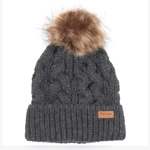 Barbour Penshaw Cable Beanie Hat in Charcoal LHA0386GY91
