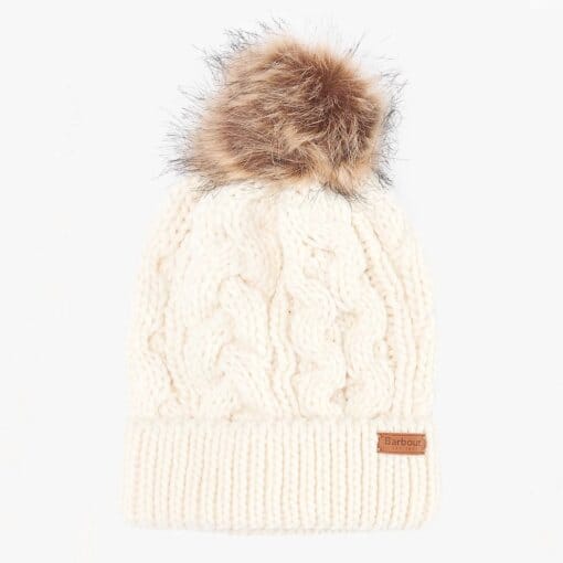 Barbour Penshaw Cable Beanie Hat in Cloud LHA0386WH11