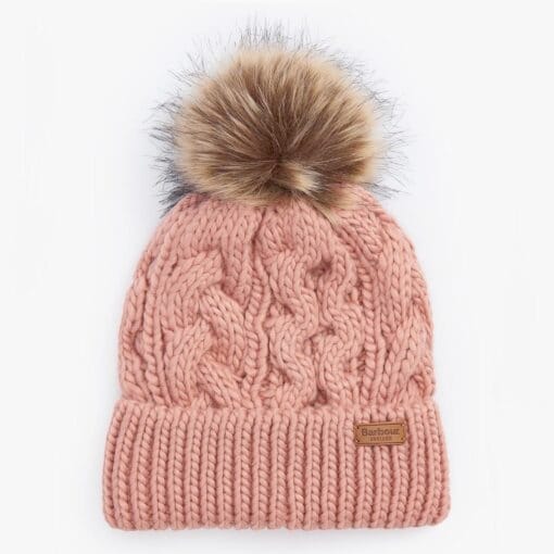 Barbour Penshaw Cable Beanie Hat in Pink Rust LHA0386PI35