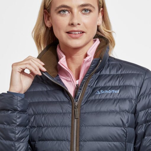 Schoffel Hambleton Down Jacket in Petrol Blue 22-13364-8983 collar