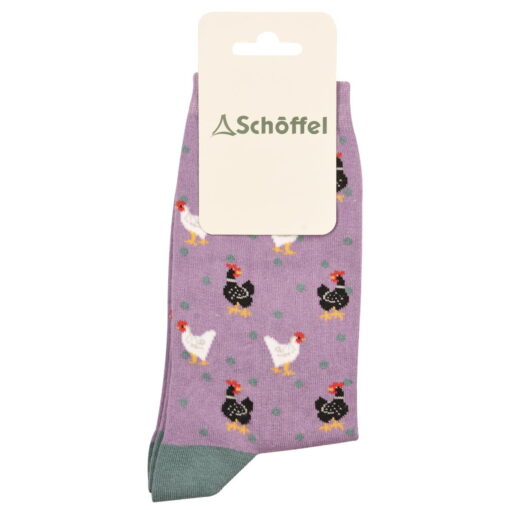 Schoffel Ladies Cotton Socks - Lavendar Chicken