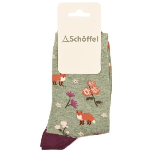Schoffel Ladies Cotton Socks - Sage Fox
