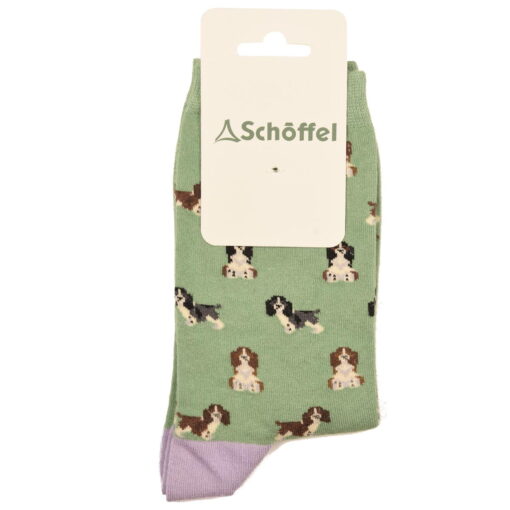 Schoffel Ladies Cotton Socks - Green Spaniel