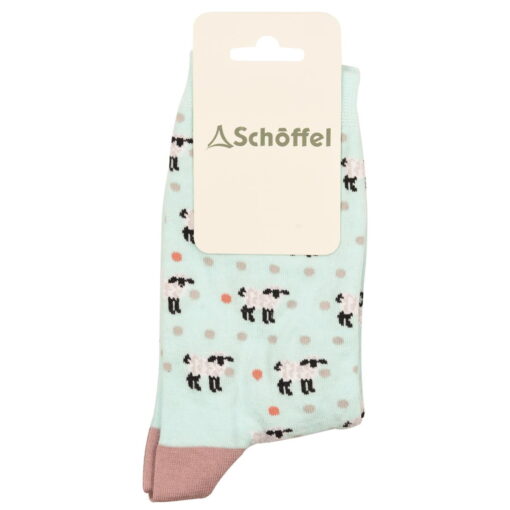 Schoffel Ladies Cotton Socks - Mint Sheep