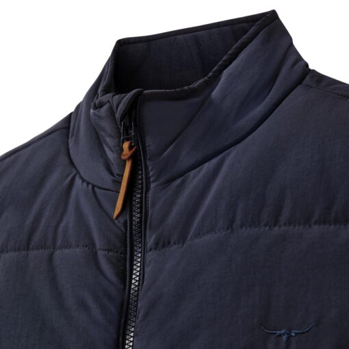 R M Williams Padstow Vest in Navy JV232NY4503 detail collar