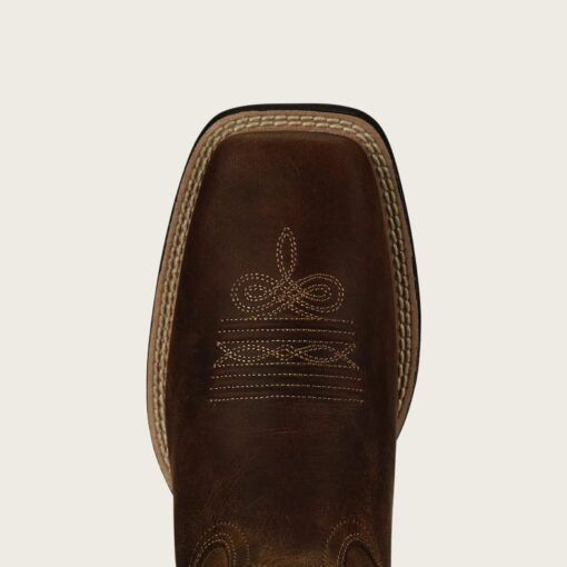 Ariat Ladies Round Up Wide Square Toe Western Boots Powder Brown - Toe