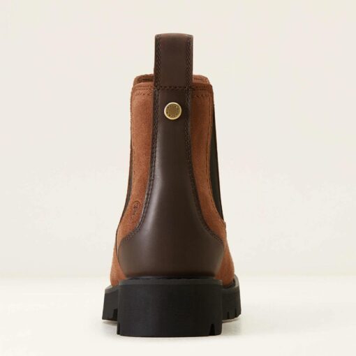 Ariat Ladies Wexford Lug Waterproof Chelsea Boots in Dark Earth - Heel