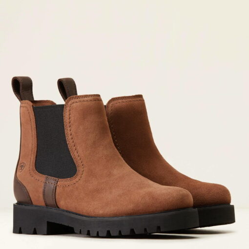 Ariat Ladies Wexford Lug Waterproof Chelsea Boots in Dark Earth