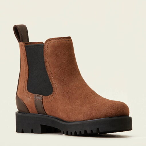 Ariat Ladies Wexford Lug Waterproof Chelsea Boots in Dark Earth