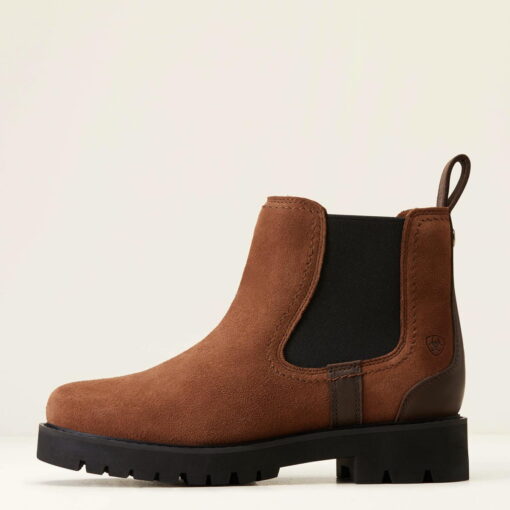Ariat Ladies Wexford Lug Waterproof Chelsea Boots in Dark Earth