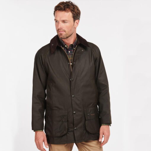 Barbour Classic Beaufort Wax Jacket in Olive - Front Zipped