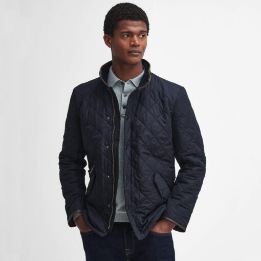 Barbour Powell Quilt Jacket in Navy - Front