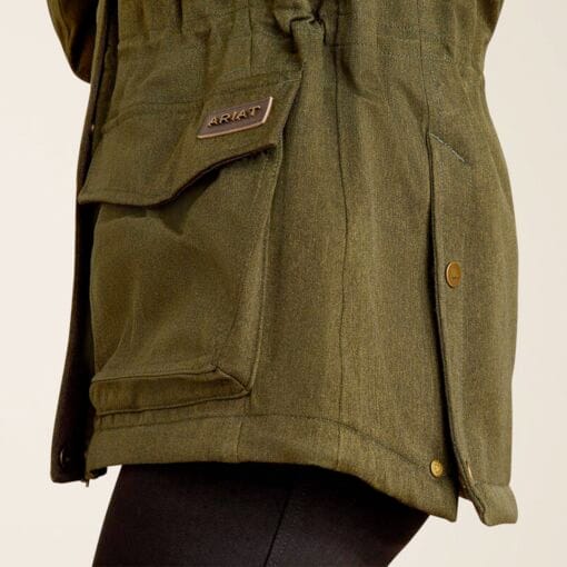 Ariat Rhodium Ladies Waterproof Insulated Parka in Rosin detail 10052884