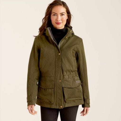 Ariat Rhodium Ladies Waterproof Insulated Parka in Rosin front 10052884