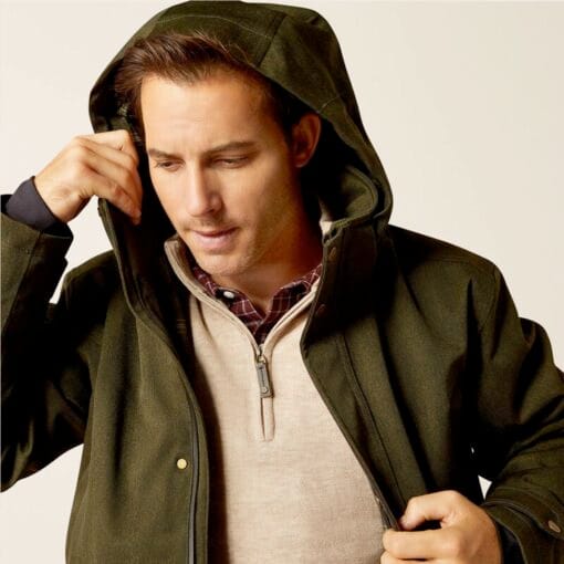 Ariat Rhodium Mens Waterproof Insulated Parka in Rosin hood up 10052954