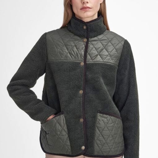 Barbour Brambles Fleece in Olive LFL0075SG71 front