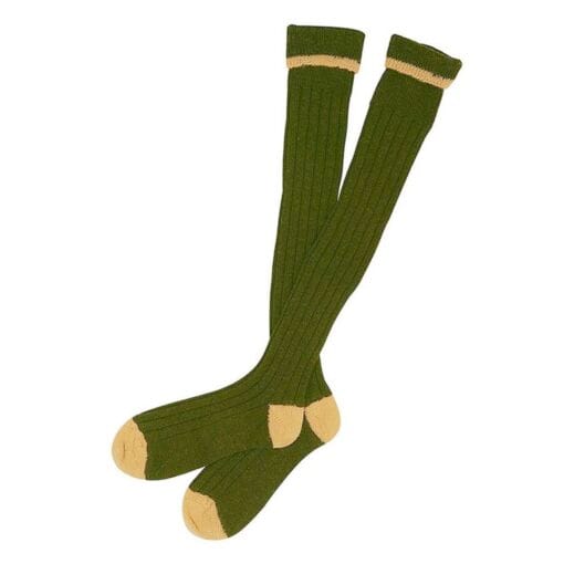 Barbour Contrast Gun Stockings in Olive and Gold MSO0003OL52