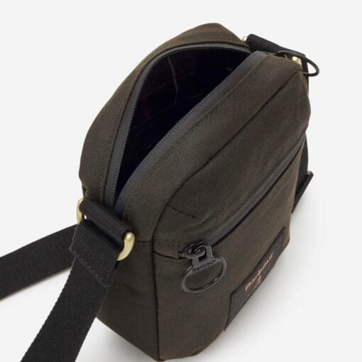 Barbour Field Waxed Crossbody Bag Olive and Black