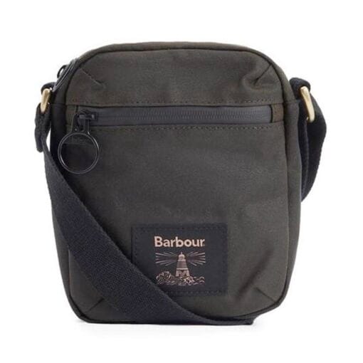 Barbour Field Waxed Crossbody Bag Olive and Black