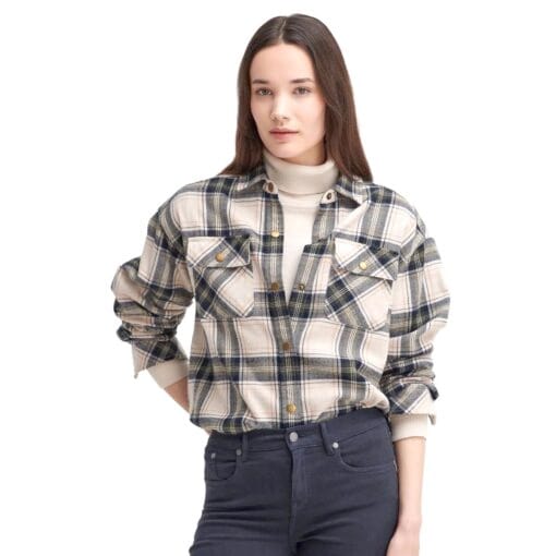 Barbour Highfield Relaxed Long-Sleeve Shirt in Sand Dune Check LSH1641SN31 front