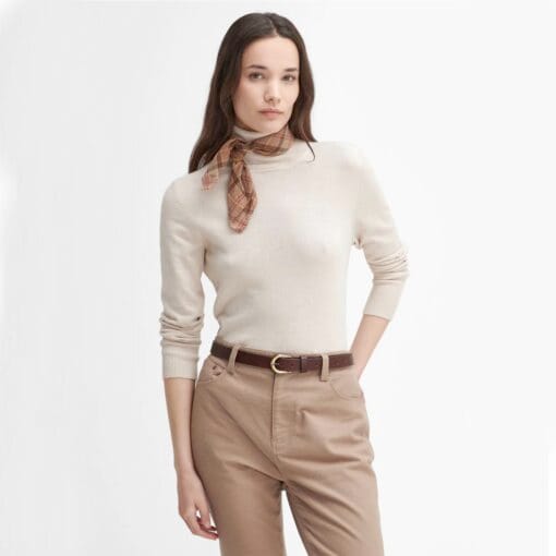 Barbour Highfield Roll-Neck Jumper in Oatmeal LKN1562ST53 front